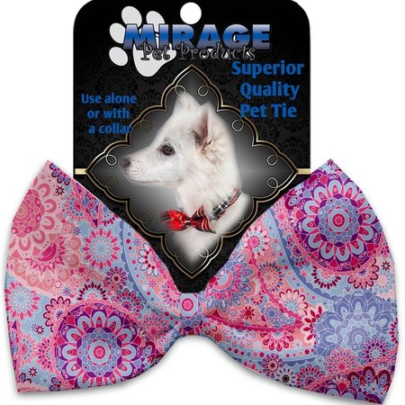 MIRAGE PET PRODUCTS Pink Bohemian Pet Bow Tie Collar Accessory with Cloth Hook & Eye 1132-VBT